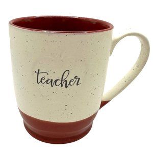 Belle Madison Teacher Mug Speckled White and Red Ceramic Coffee Tea Cup 14 oz